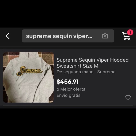 Supreme Sequin Viper Hooded Grey Sz Medium NEW - Picture 4 of 4